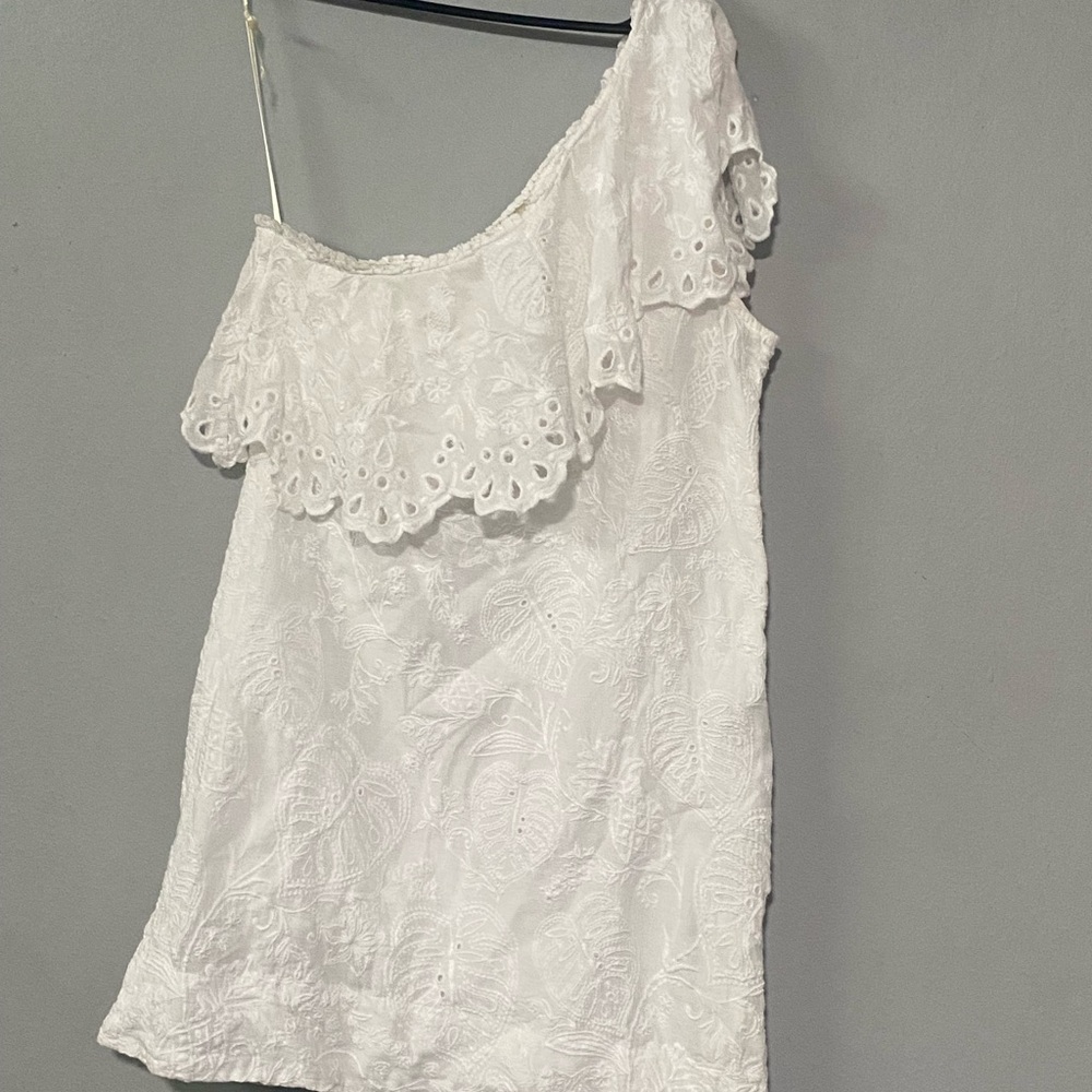 Farm Rio White Lace One-Shoulder mini dress Medium